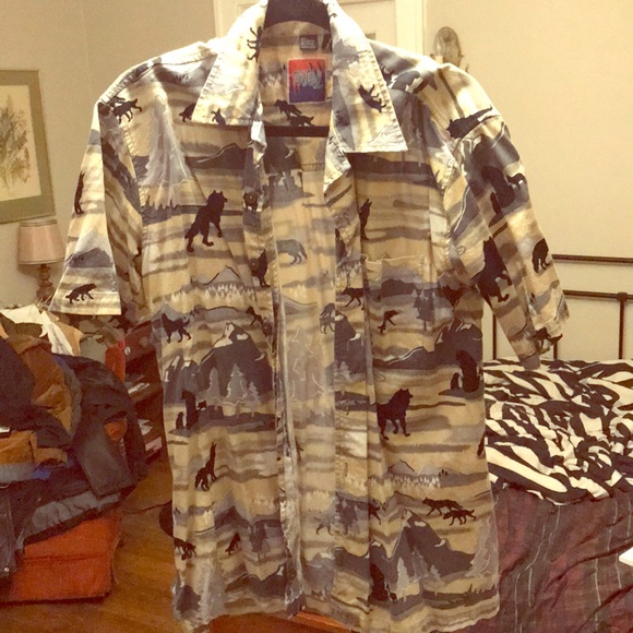 Hipster Wolf Button Up - Picture 1 of 3